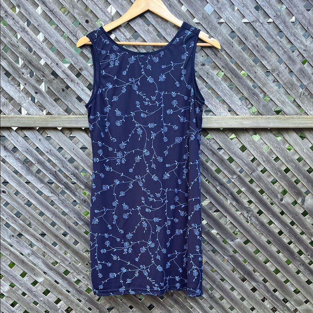 Vintage Y2K navy floral mini dress size L